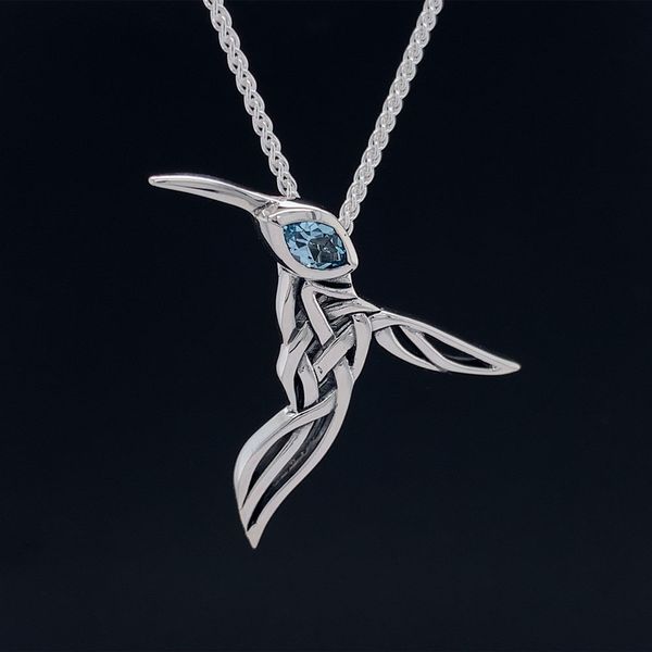 Keith Jack Celtic Blue Topaz Hummingbird Pendant Image 2 Geralds Jewelry Oak Harbor, WA