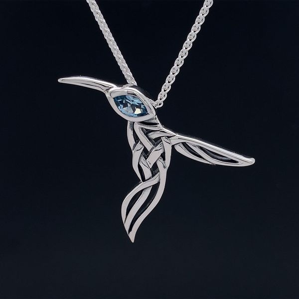 Keith Jack Celtic Blue Topaz Hummingbird Pendant Geralds Jewelry Oak Harbor, WA