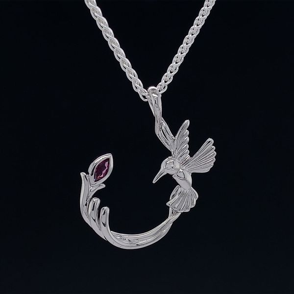 Keith Jack Celtic Rhodolite Garnet Small Hummingbird Pendant Image 2 Geralds Jewelry Oak Harbor, WA
