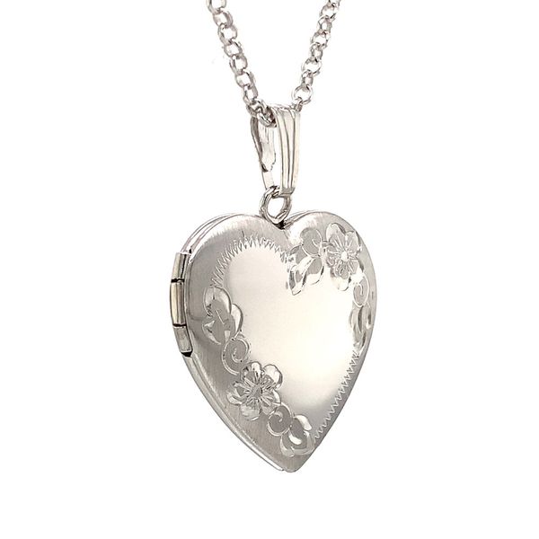 Sterling Silver Engraved Heart Locket Image 4 Geralds Jewelry Oak Harbor, WA