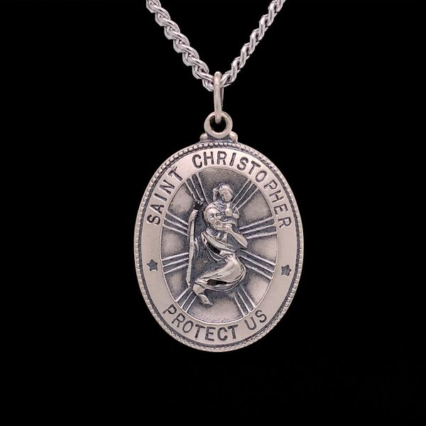 Oval Sterling Silver St. Christopher Pendant Geralds Jewelry Oak Harbor, WA