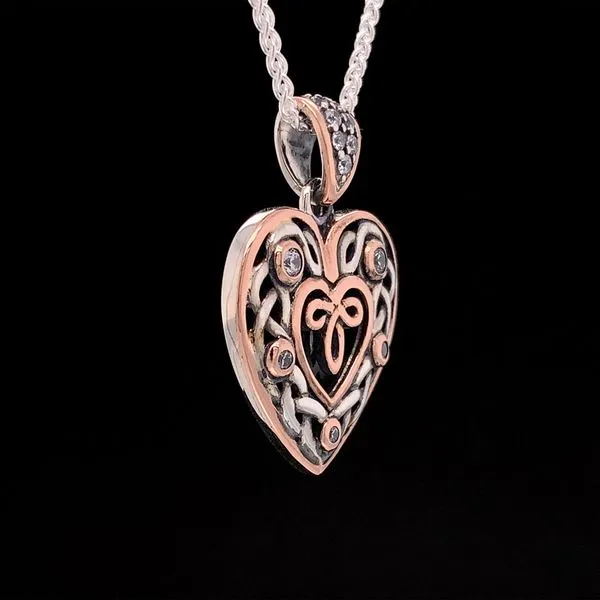 Keith Jack Silver and Rose Gold Small Celtic Heart Pendant Image 3 Geralds Jewelry Oak Harbor, WA