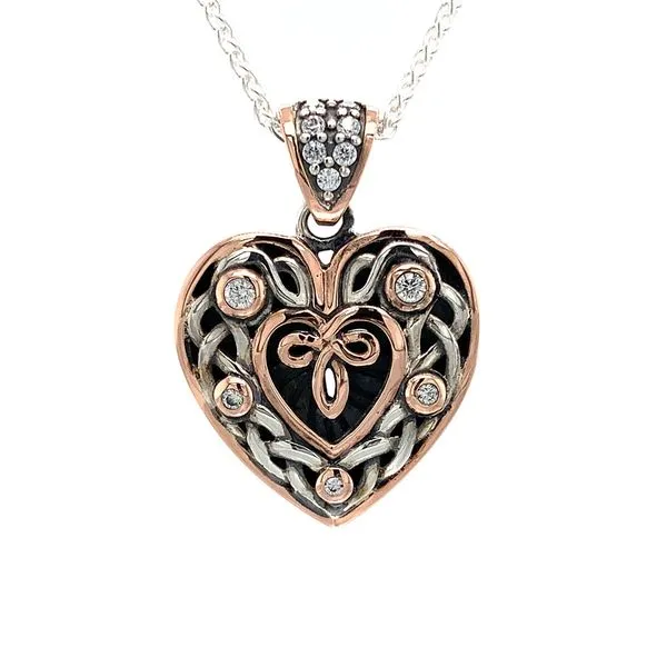 Keith Jack Silver and Rose Gold Small Celtic Heart Pendant Image 4 Geralds Jewelry Oak Harbor, WA