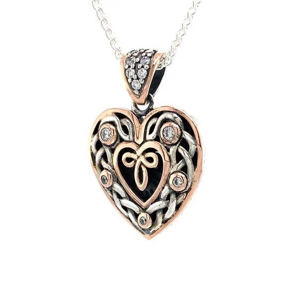 Keith Jack Silver and Rose Gold Small Celtic Heart Pendant Image 5 Geralds Jewelry Oak Harbor, WA