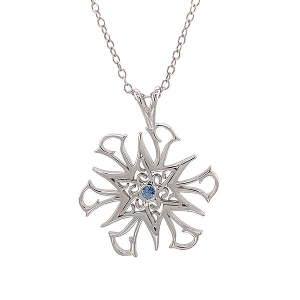 Snowflake Yogo Sapphire Pendant Image 4 Geralds Jewelry Oak Harbor, WA