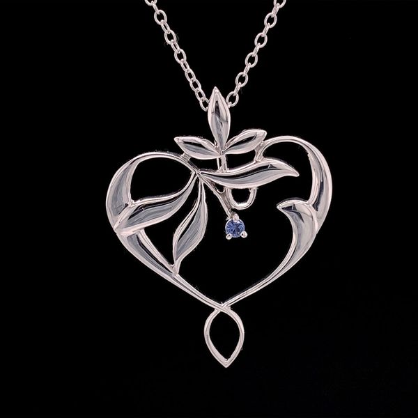 Freeform Heart and Yogo Sapphire Pendant Geralds Jewelry Oak Harbor, WA