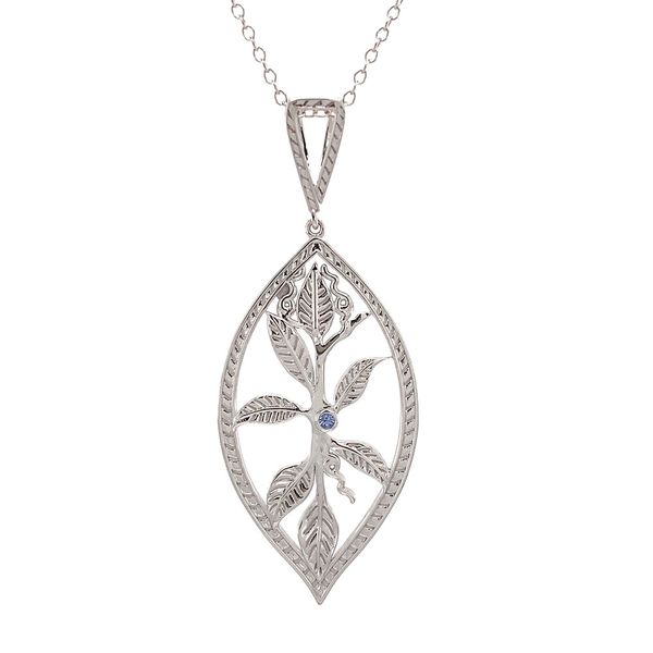 Nature Inspired Yogo Sapphire Pendant Image 4 Geralds Jewelry Oak Harbor, WA
