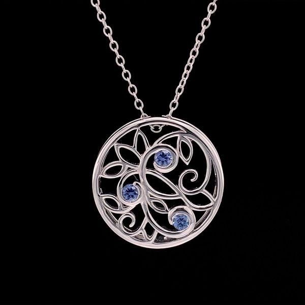 Freeform Filigree Yogo Sapphire Pendant Geralds Jewelry Oak Harbor, WA