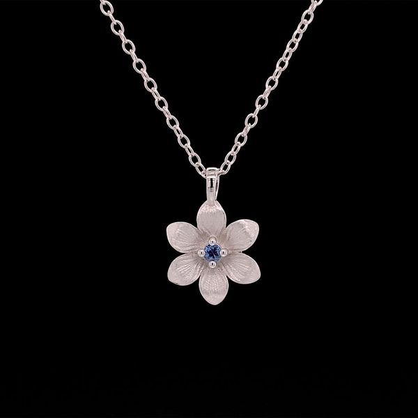 Petite Yogo Sapphire Flower Pendant Geralds Jewelry Oak Harbor, WA