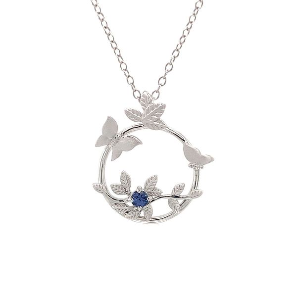 Small Butterfly Circle Pendant Image 4 Geralds Jewelry Oak Harbor, WA