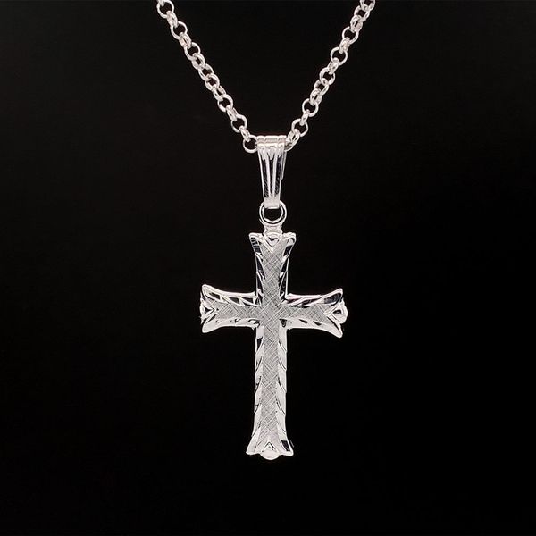 Sterling Silver Hand Engraved Florentine Cross Image 2 Geralds Jewelry Oak Harbor, WA