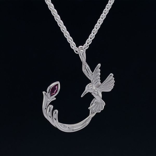 Keith Jack Celtic Rhodolite Garnet Small Hummingbird Pendant Image 2 Geralds Jewelry Oak Harbor, WA