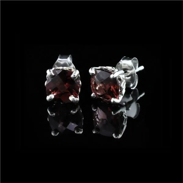 Silver and Cushion Cut Garnet Earrings Geralds Jewelry Oak Harbor, WA