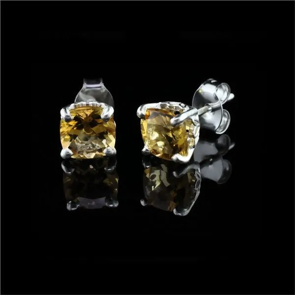 Silver and Cushion Cut Citrine Earrings Geralds Jewelry Oak Harbor, WA