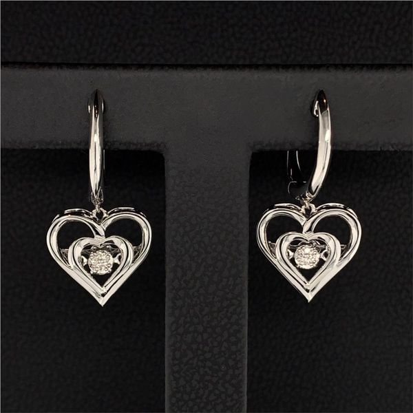 Sterling Silver And Diamond Heartbeat Dangle Heart Earrings Geralds Jewelry Oak Harbor, WA