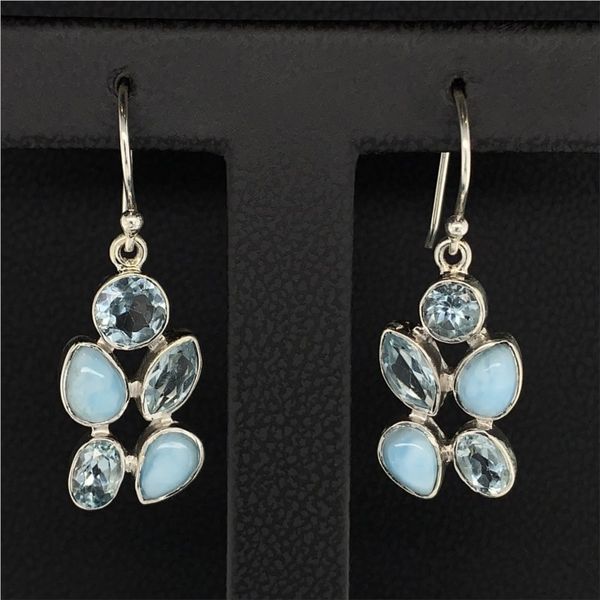Larimar and Blue Topaz  Drop Earrings Geralds Jewelry Oak Harbor, WA