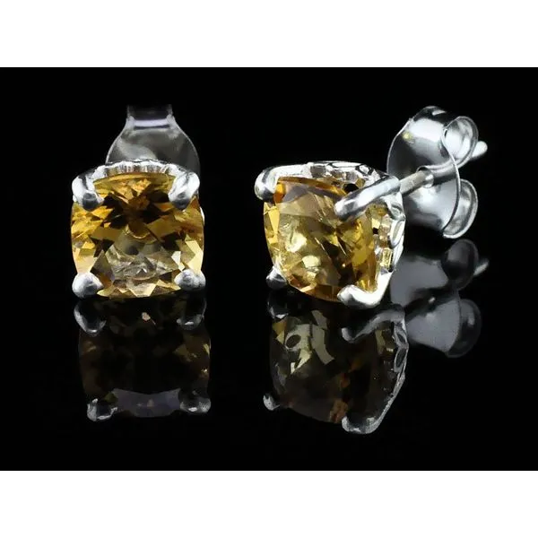 Silver and Cushion Cut Citrine Earrings Geralds Jewelry Oak Harbor, WA