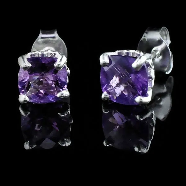 Silver and Cushion Cut Amethyst Earrings Geralds Jewelry Oak Harbor, WA