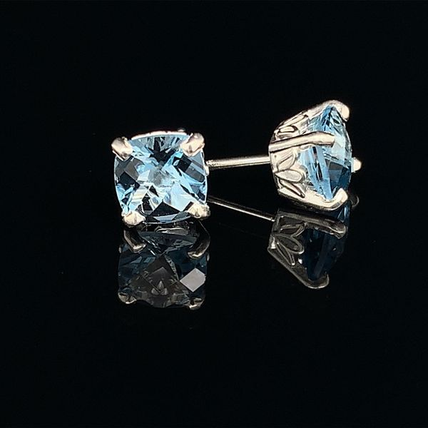 Silver and Cushion Cut Sky Blue Topaz Earrings Image 2 Geralds Jewelry Oak Harbor, WA