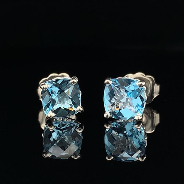 Silver and Cushion Cut Sky Blue Topaz Earrings Geralds Jewelry Oak Harbor, WA