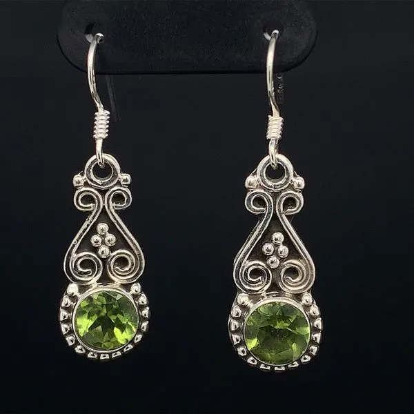 Round Peridot and Sterling Silver Earrings Geralds Jewelry Oak Harbor, WA