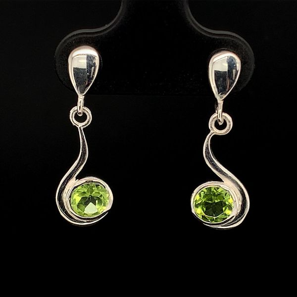 Round Cut Peridot Swirl Sterling Silver Earrings Geralds Jewelry Oak Harbor, WA