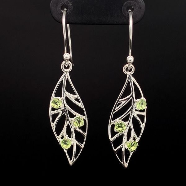 Peridot and Sterling Silver Leaf Dangle Earrings Geralds Jewelry Oak Harbor, WA