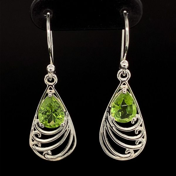 Pear Shape Peridot Sterling Silver Dangle Earrings Geralds Jewelry Oak Harbor, WA