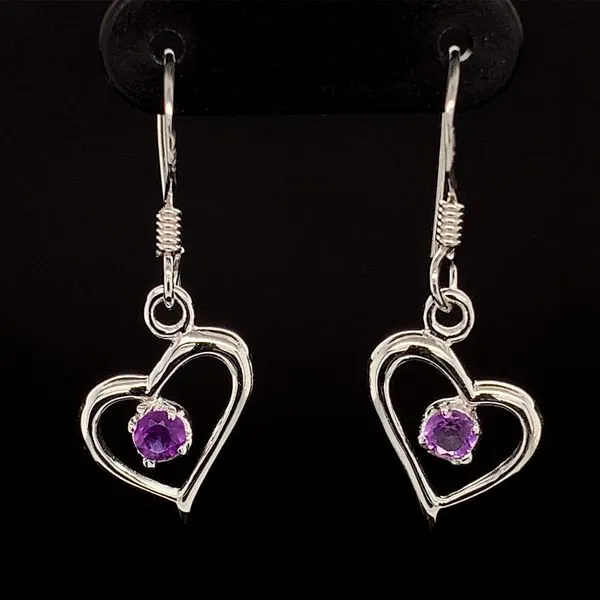 Amethyst and Heart Shaped Sterling Silver Earrings Geralds Jewelry Oak Harbor, WA