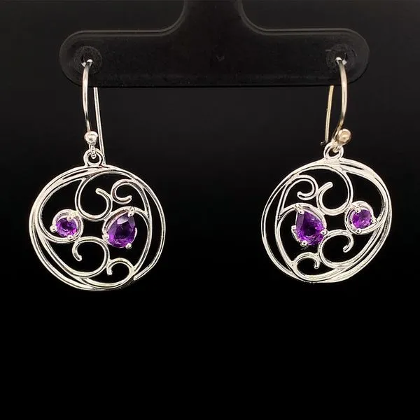 Amethyst and Round Sterling Silver Earrings Geralds Jewelry Oak Harbor, WA