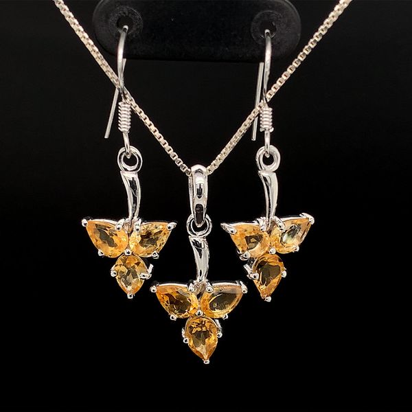 Citrine Pendant And Earring Set in Sterling Silver Geralds Jewelry Oak Harbor, WA