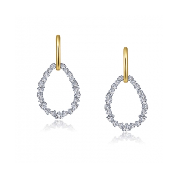 Lafonn Two Tone Open Pear Shaped 1.06Ctw Lassaire Simulated Diamond Earrings Geralds Jewelry Oak Harbor, WA