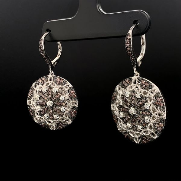 Keith Jack Celtic Night & Day Round Earrings With White And Cognac Cubic Zirconia Image 2 Geralds Jewelry Oak Harbor, WA
