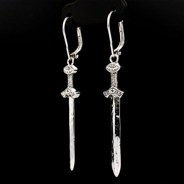 Keith Jack Celtic Silver Viking Drop Sword Earrings Image 2 Geralds Jewelry Oak Harbor, WA