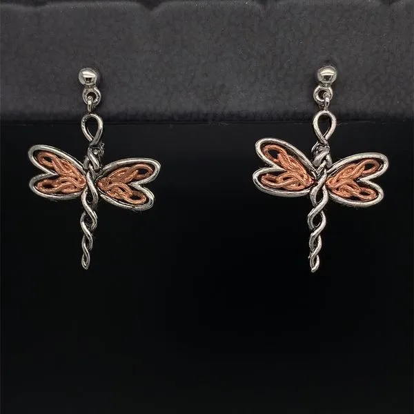Keith Jack Celtic Silver And Rose Gold Dragonfly Post Earrings Geralds Jewelry Oak Harbor, WA