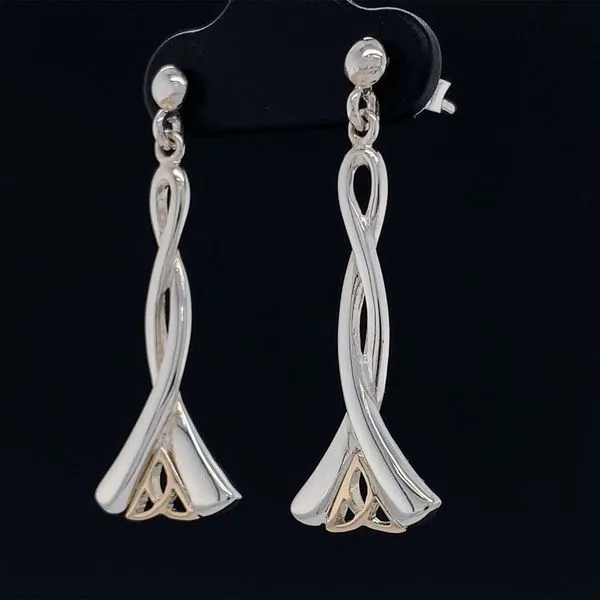 Keith Jack Celtic Silver and Gold Trinity Knot Dangle Earrings Image 2 Geralds Jewelry Oak Harbor, WA