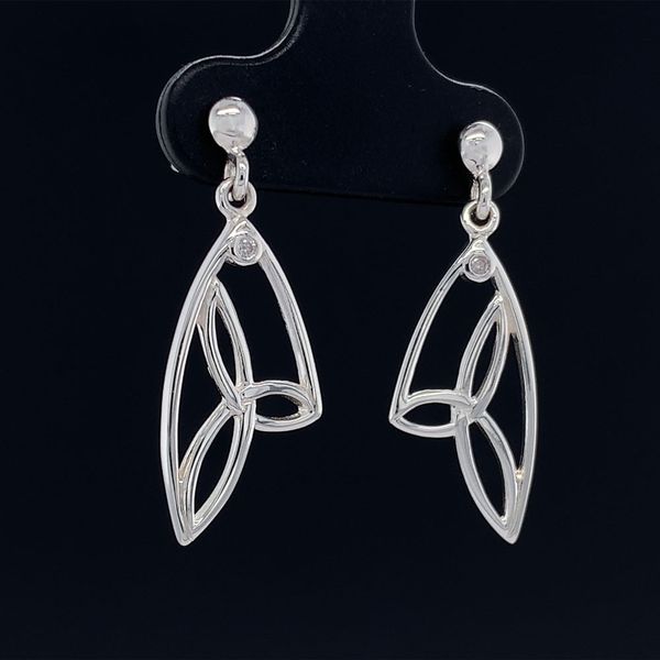 Keith Jack Celtic Silver Butterfly Wing Trinity Post Earrings with Diamond Image 2 Geralds Jewelry Oak Harbor, WA