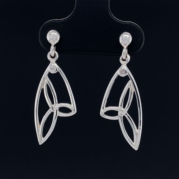 Keith Jack Celtic Silver Butterfly Wing Trinity Post Earrings with Diamond Geralds Jewelry Oak Harbor, WA