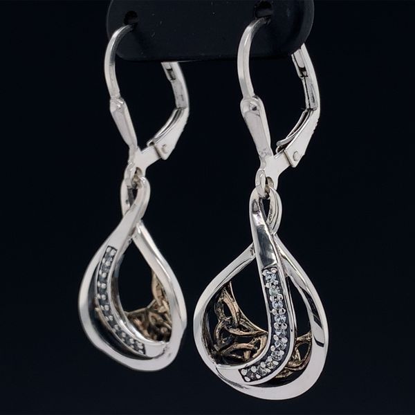 Keith Jack Celtic Trinity Teardrop White Sapphire Earrings Image 2 Geralds Jewelry Oak Harbor, WA