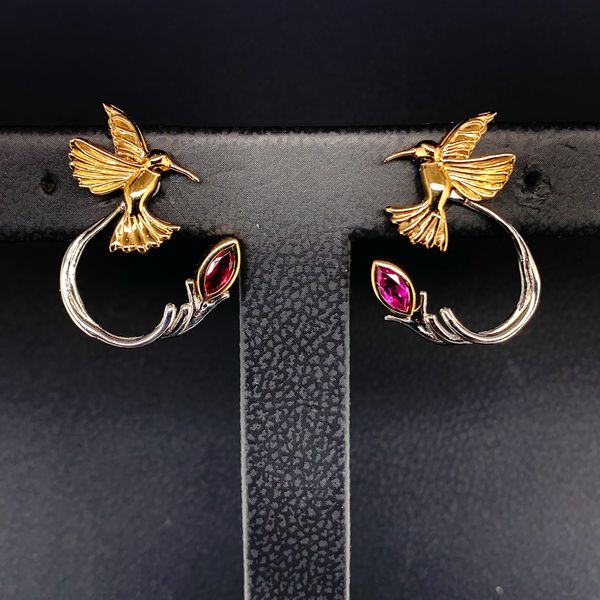 Keith Jack Celtic Rhodolite Garnet Hummingbird Earrings With Jacket Geralds Jewelry Oak Harbor, WA