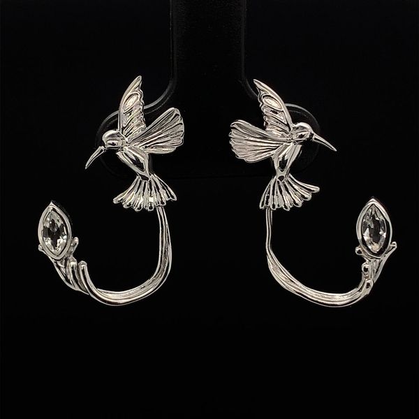 Keith Jack Celtic Hummingbird Earrings with White Topaz Geralds Jewelry Oak Harbor, WA