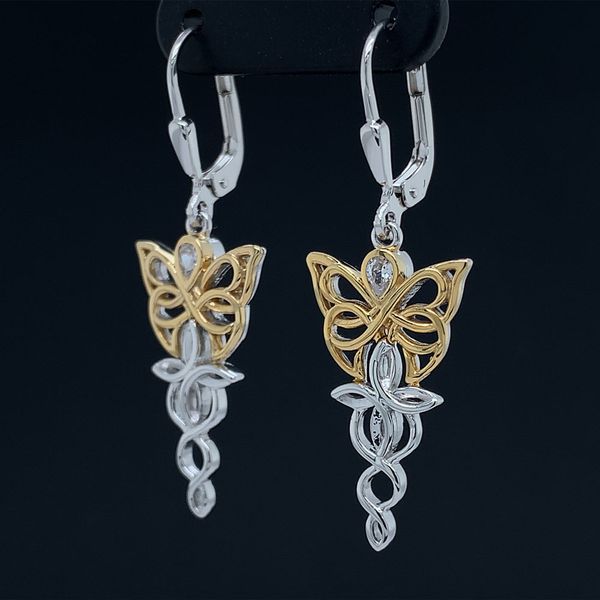 Keith Jack Celtic Silver And Yellow Gold Butterfly Earrings Image 2 Geralds Jewelry Oak Harbor, WA