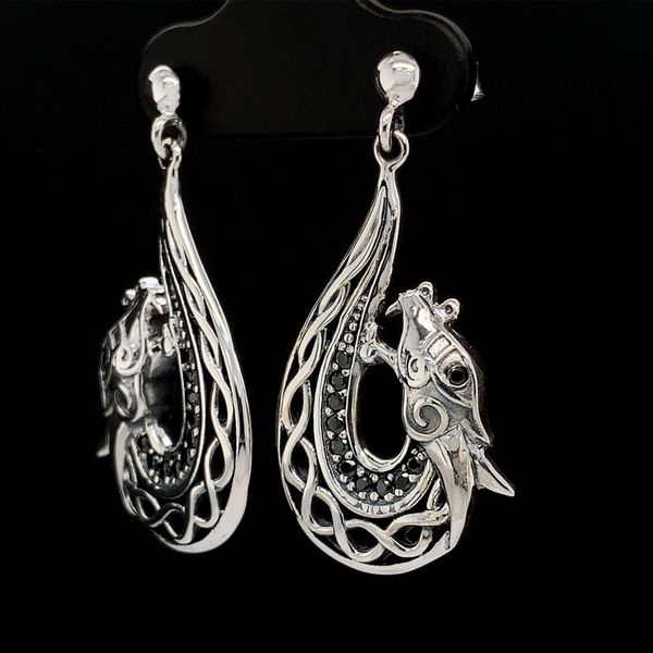 Keith Jack Celtic Sterling Silver Dragon Earrings Image 2 Geralds Jewelry Oak Harbor, WA