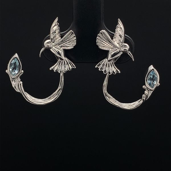 Keith Jack Celtic Hummingbird Earrings with Blue Topaz Geralds Jewelry Oak Harbor, WA