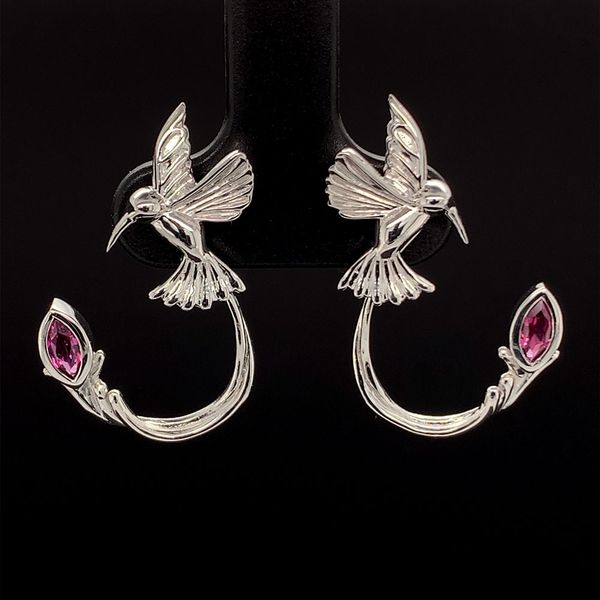 Keith Jack Celtic Hummingbird Earrings with Rhodolite Garnet Geralds Jewelry Oak Harbor, WA