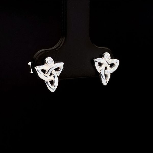 Keith Jack Celtic Diamond and Silver Trinity Earrings Image 2 Geralds Jewelry Oak Harbor, WA