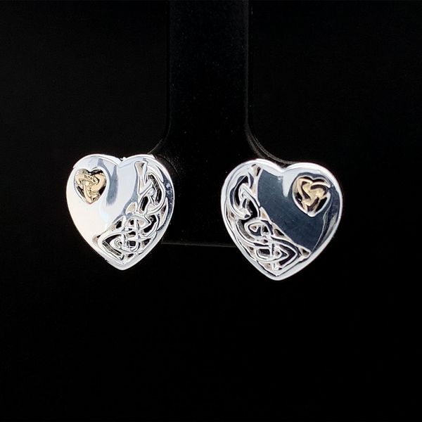 Keith Jack Celtic Silver And Gold Heart Earrings Image 2 Geralds Jewelry Oak Harbor, WA