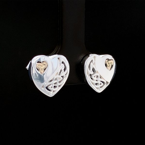 Keith Jack Celtic Silver And Gold Heart Earrings Geralds Jewelry Oak Harbor, WA