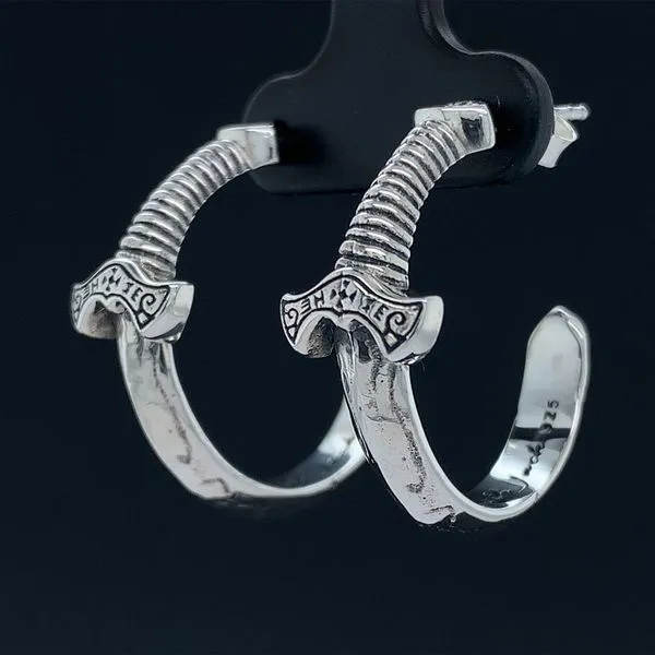 Keith Jack Celtic Viking Sword Hoop Earrings Image 2 Geralds Jewelry Oak Harbor, WA