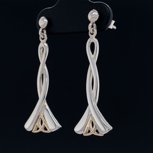Keith Jack Celtic Silver and Gold Trinity Knot Dangle Earrings Image 2 Geralds Jewelry Oak Harbor, WA